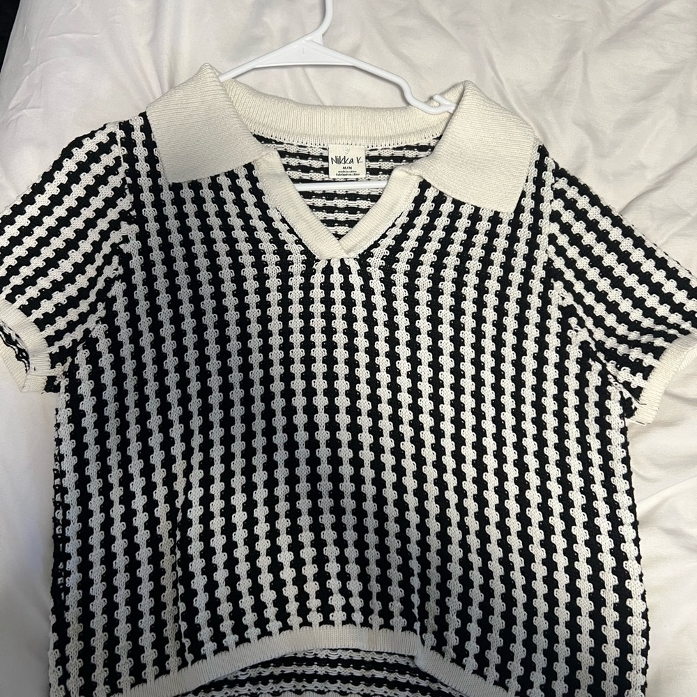 Black and White Knit Top
